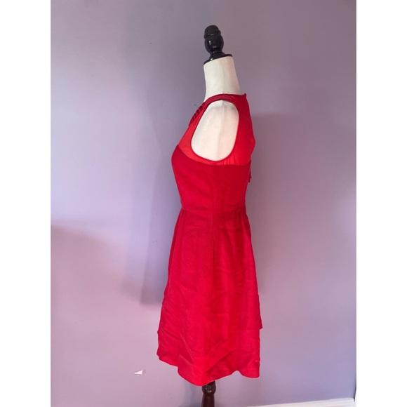 Anthropologie NWOT Maeve red Lattice A Line Sheer Fit and Flare Casual Dress - Picture 6 of 8
